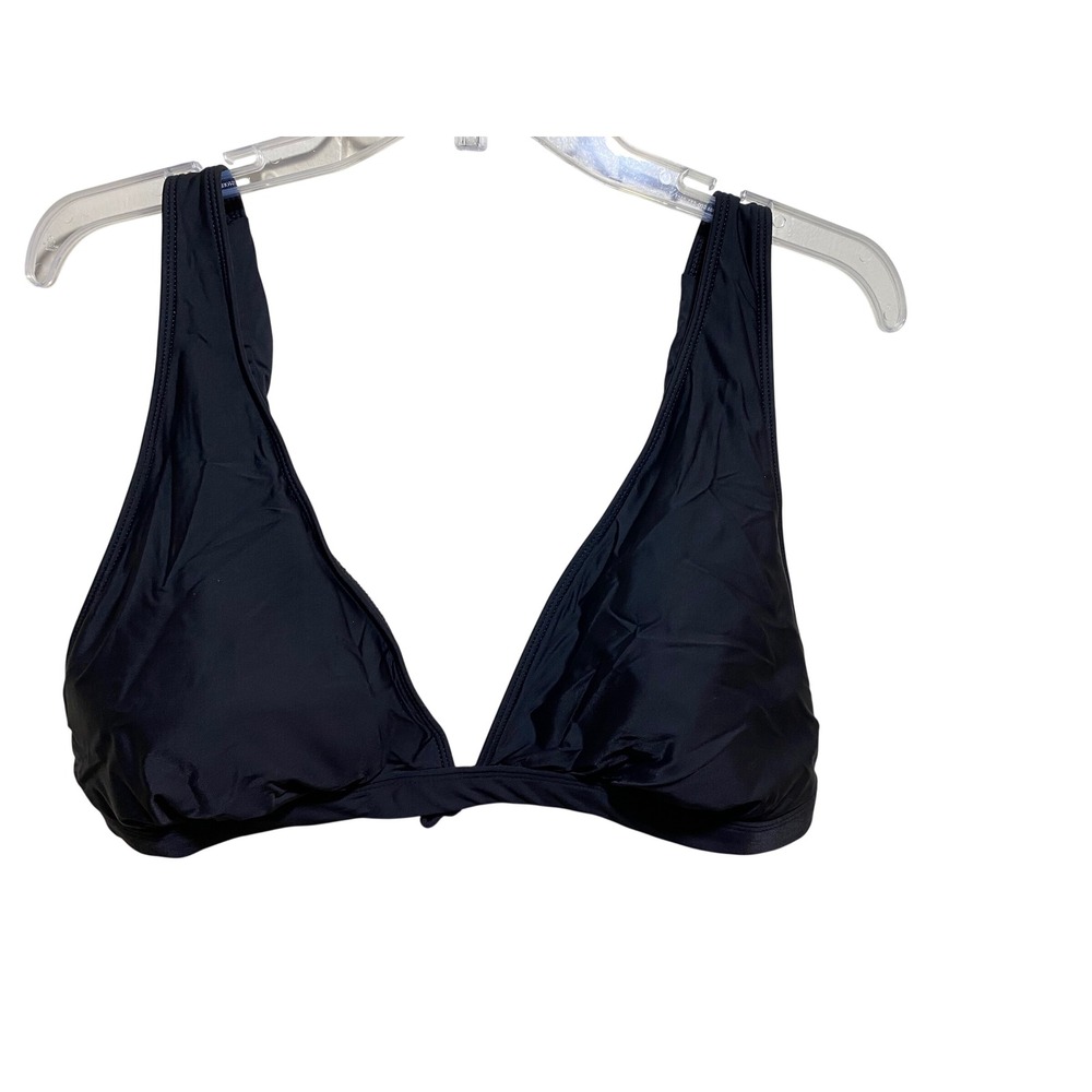 Mynah Women Black Triangle Bikini Top Adjustable Straps Gold Clasp‎ XXL